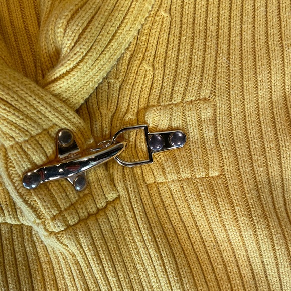 ~ Ralph Lauren Ribbed Yellow Sweater~ Gold Clasp ~ L - Picture 3 of 6